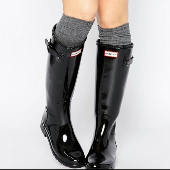 Hunter Shoes - Hunter unisex tall black gloss rain boots size 8